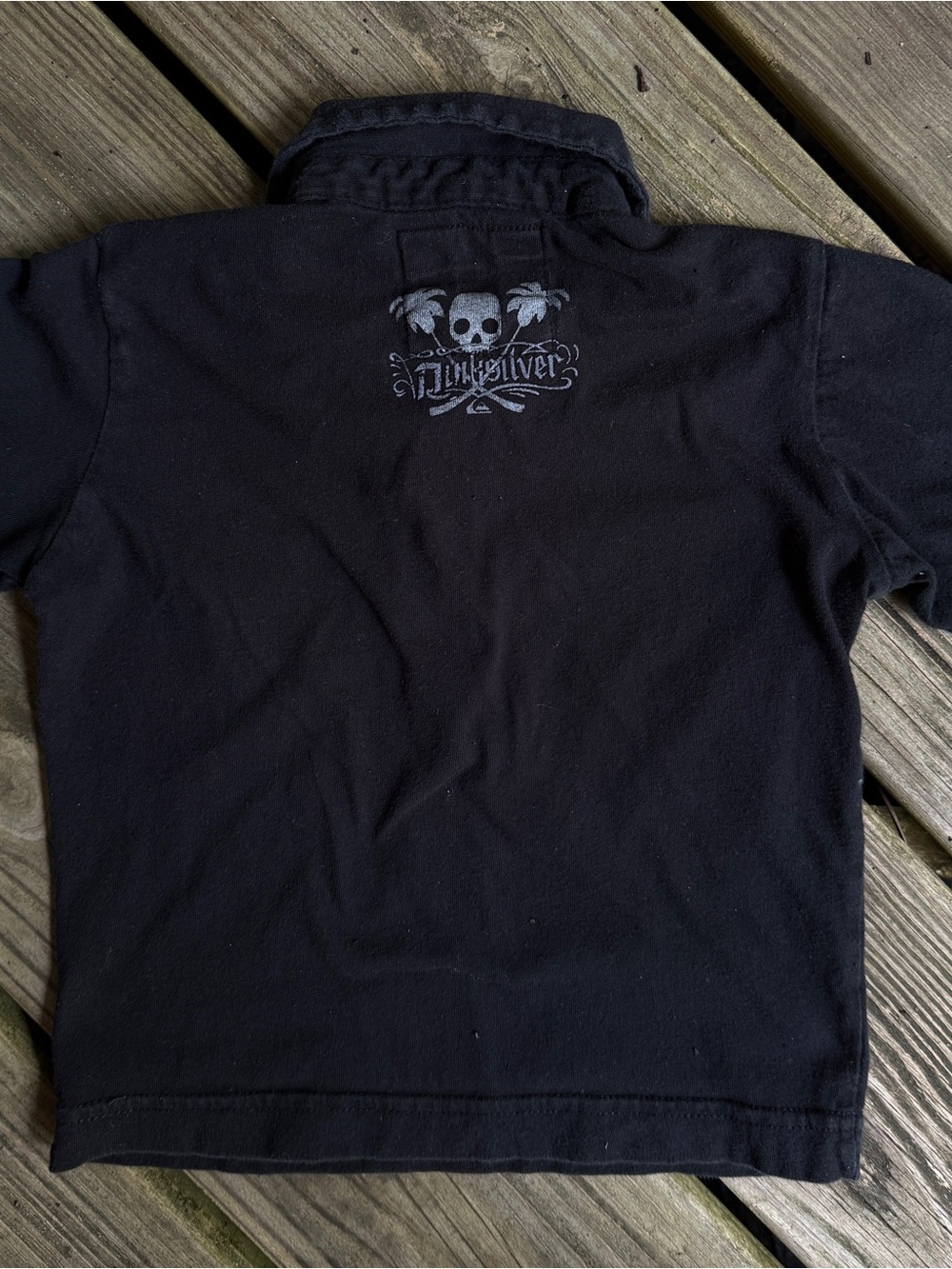 3/$15 Quiksilver Toddler Boys Y2K Black Graphic Polo 2T Skate Surf - Picture 4 of 4